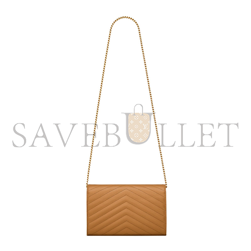 YSL CLASSIC CASSANDRE CHAIN WALLET IN GRAIN DE POUDRE LEATHER 377828BOW012516 (22.5*14*4cm)